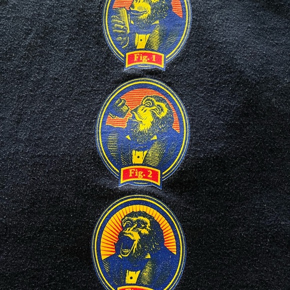 Vintage Blue Howling Monkey Double-Sided Graphic Shirt - Picture 3 of 5